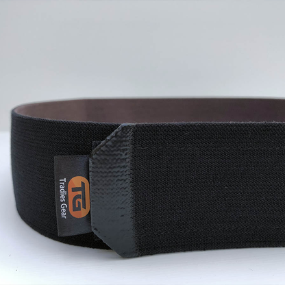 Close-up of Tradies Gear No-Buckle Belt’s buckle-free adjustable fastening system